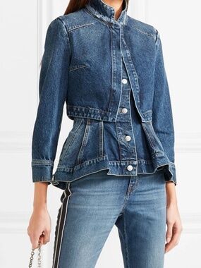 Alexander McQueen Inspired Blue Layered Peplum Denim Jacket Size 40